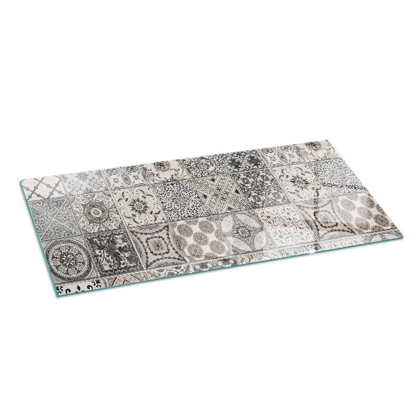 Rectangular glass hearth for log burner Decorative tile patterns