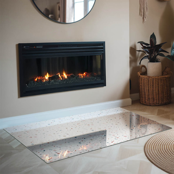 Rectangular glass hearth for wood stove Pattern with small shapes