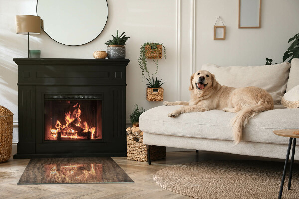 Rectangular glass hearth for log burner Natural wood pattern