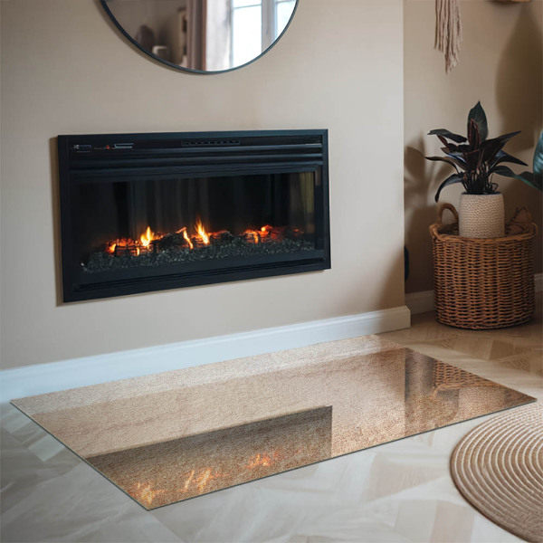 Rectangular glass hearth for wood stove Natural stone texture