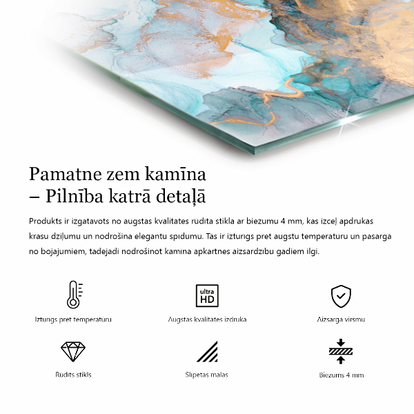 Rectangular glass hearth for log burner Light wood texture