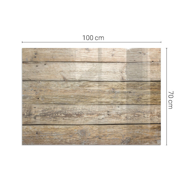 Rectangular glass hearth Wooden board in the layout
