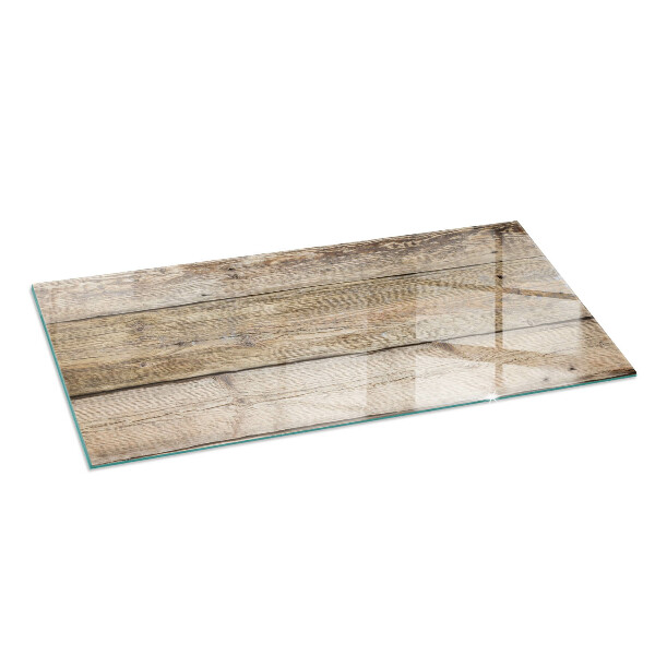 Rectangular glass hearth Wooden board in the layout
