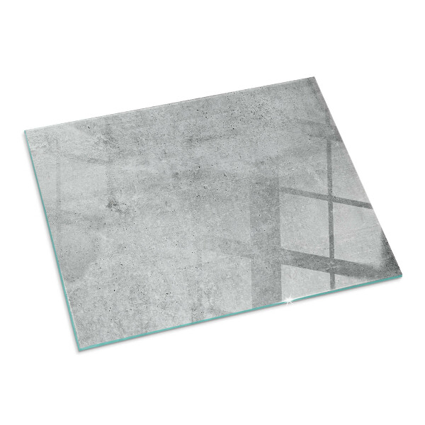 Rectangular glass hearth for wood stove Raw concrete texture