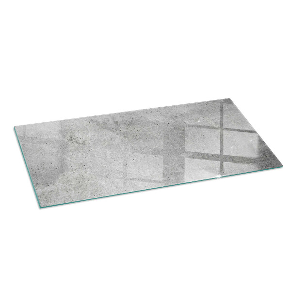 Rectangular glass hearth for wood stove Raw concrete texture
