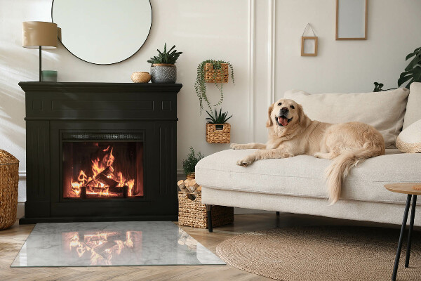 Rectangular glass hearth for wood stove Marble structure pattern