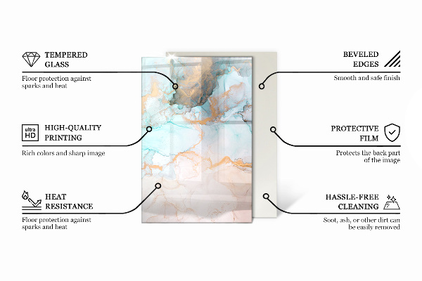 Rectangular glass hearth for wood stove Marble structure pattern
