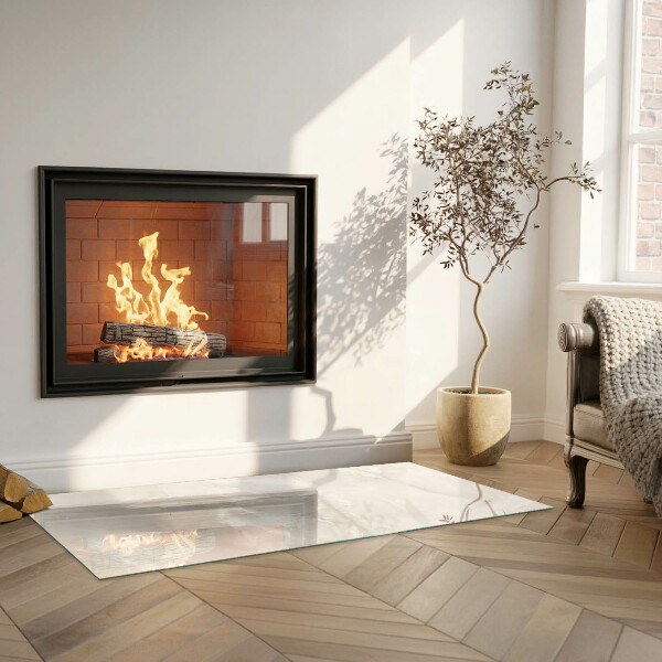 Rectangular glass hearth Natural marble pattern
