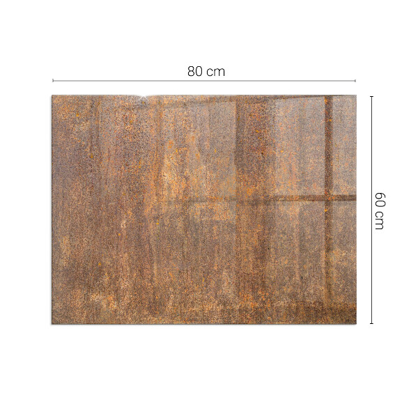 Rectangular glass hearth for log burner Rust texture on metal