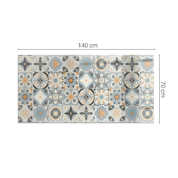 Rectangular glass hearth for log burner Mosaic patterns in tiles