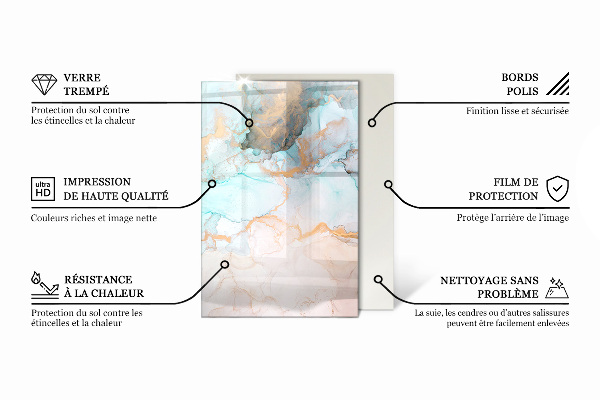 Rectangular glass hearth for log burner Mosaic patterns in tiles