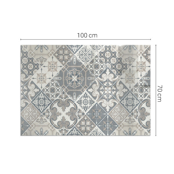 Rectangular glass hearth for wood stove Decorative mosaic pattern