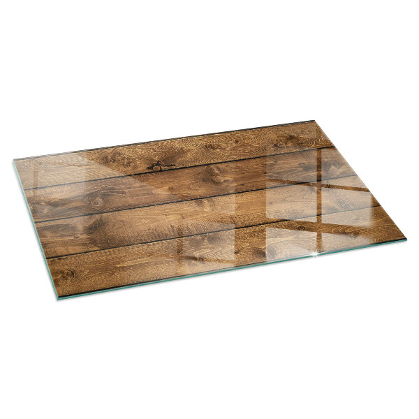 Rectangular glass hearth for log burner Wooden board with grain