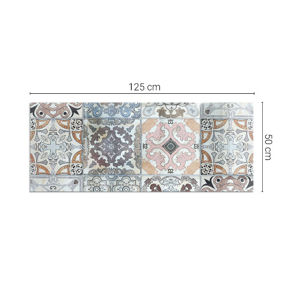 Rectangular glass hearth for wood stove Mosaic patterns in tiles