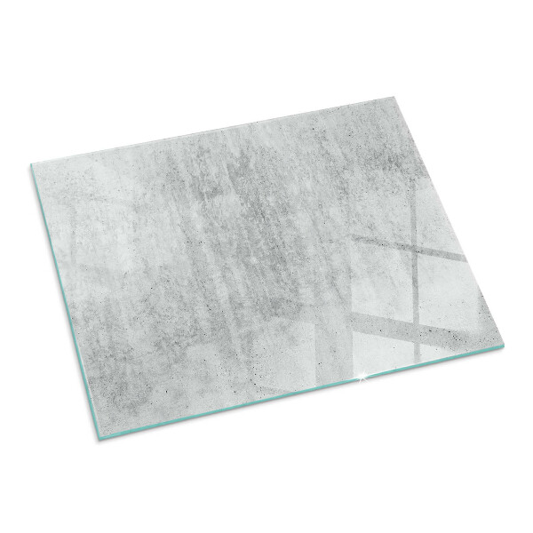 Rectangular glass hearth for log burner Raw concrete texture