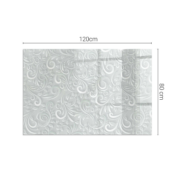 Rectangular glass hearth Elegant plant pattern