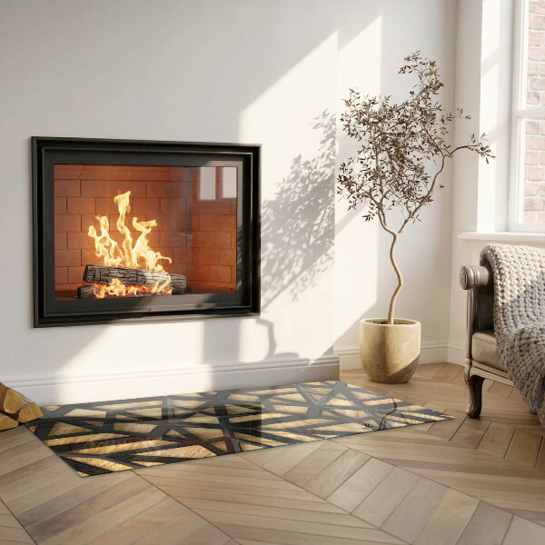 Rectangular glass hearth for wood stove Geometry with wood