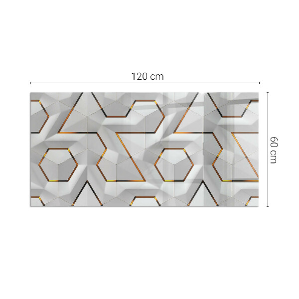 Rectangular glass hearth 3D geometric pattern