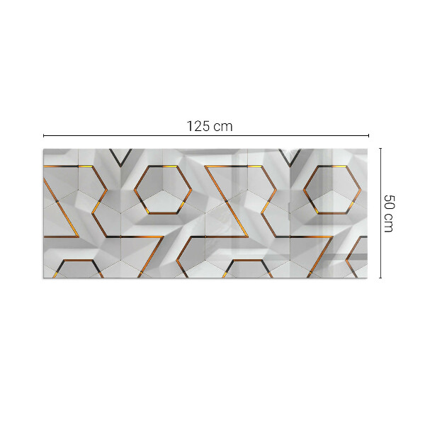 Rectangular glass hearth 3D geometric pattern