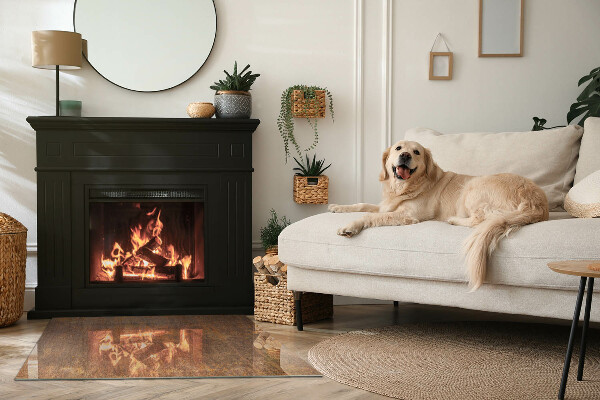 Rectangular glass hearth for log burner Rust texture on the background