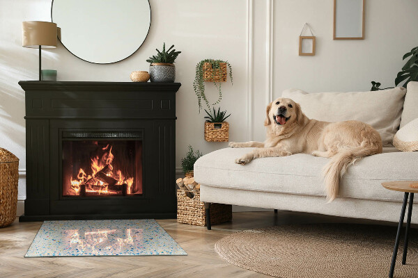 Rectangular glass hearth for wood stove Abstract texture pattern