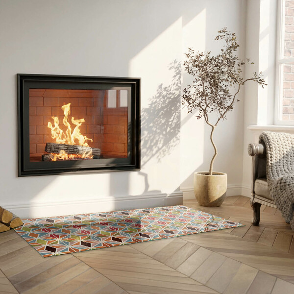 Rectangular glass hearth Polygonal patterns in a grid