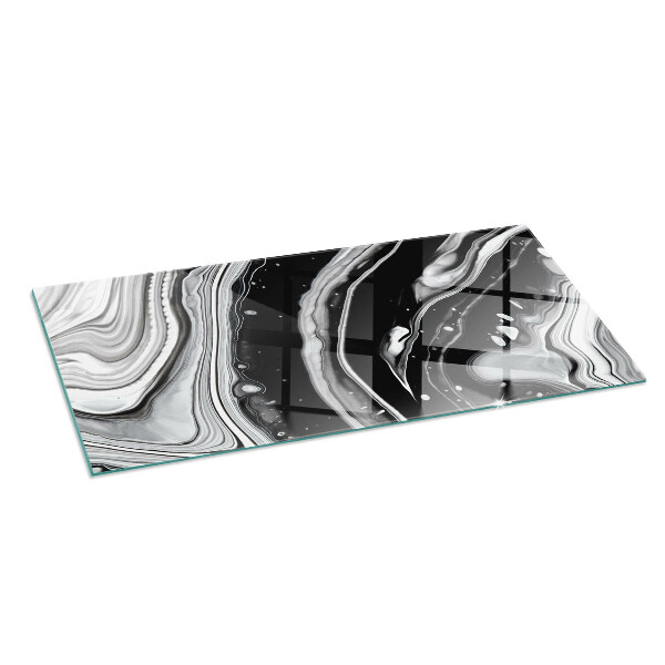 Rectangular glass hearth for log burner Abstract waves and lines