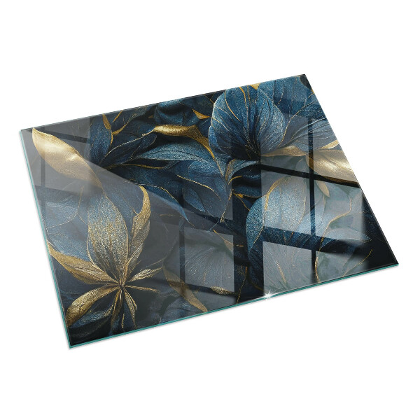 Rectangular glass hearth Elegant leaves in texture