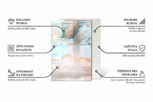 Rectangular glass hearth for log burner Abstract fluid pattern