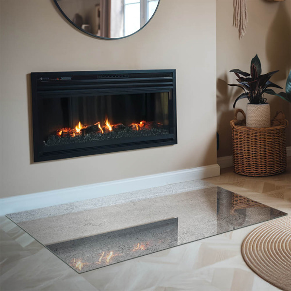 Rectangular glass hearth Raw concrete texture