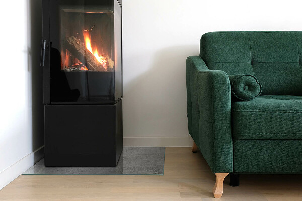 Rectangular glass hearth Raw concrete texture