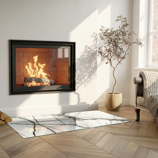 Rectangular glass hearth for wood stove Marble Vein Pattern