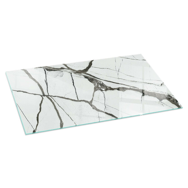 Rectangular glass hearth for wood stove Marble Vein Pattern