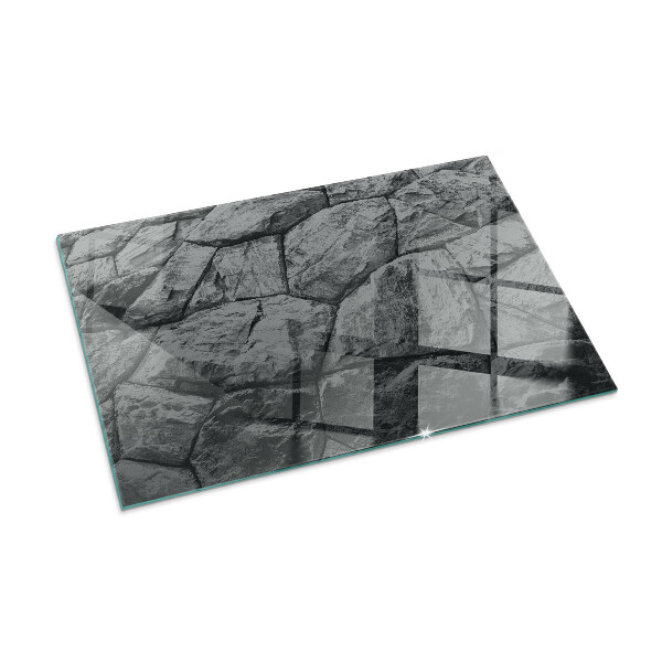 Rectangular glass hearth Natural stone pattern