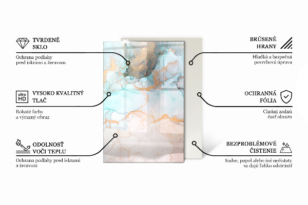 Rectangular glass hearth Abstract marble pattern