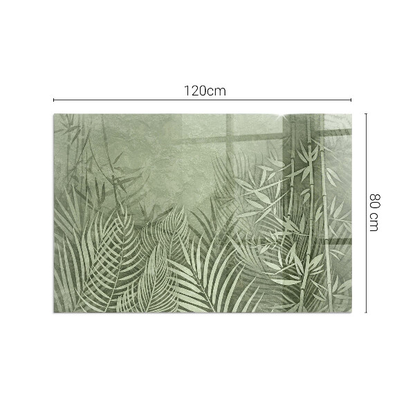 Rectangular glass hearth Tropical leaves in the background