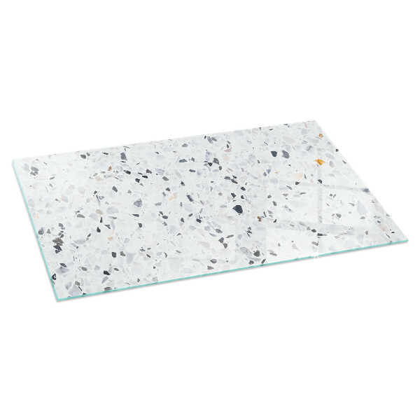 Rectangular glass hearth for log burner Stone pattern with particles