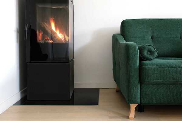 Rectangular glass hearth for log burner Colour Black