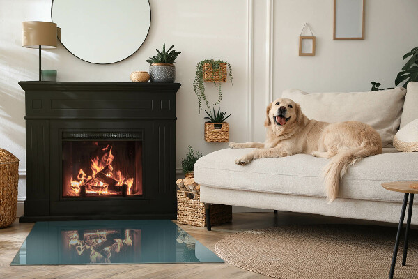 Rectangular glass hearth for wood stove Sea Colour