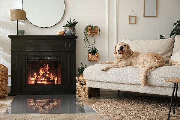 Rectangular glass hearth Colour Grey-brown