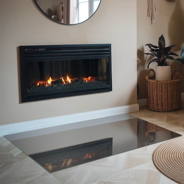 Rectangular glass hearth Colour Grey-brown