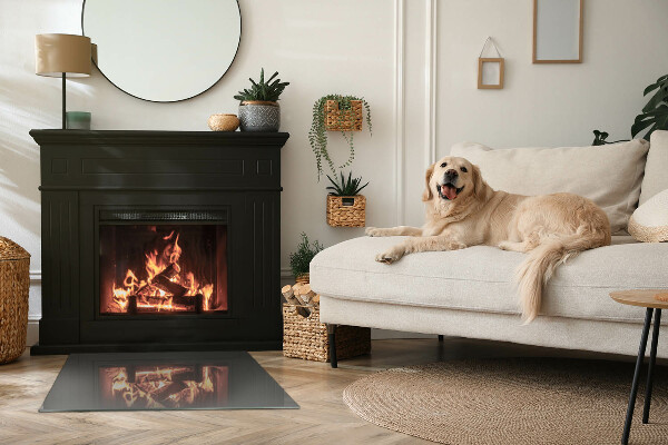 Rectangular glass hearth Colour Grey-brown