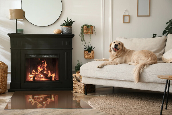 Rectangular glass hearth for log burner Colour Brown