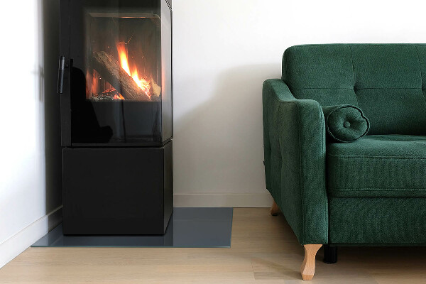 Rectangular glass hearth for wood stove Colour Dark Blue