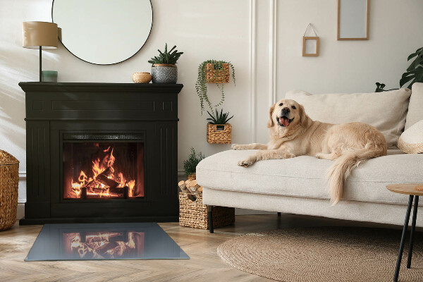 Rectangular glass hearth for wood stove Colour Dark Blue