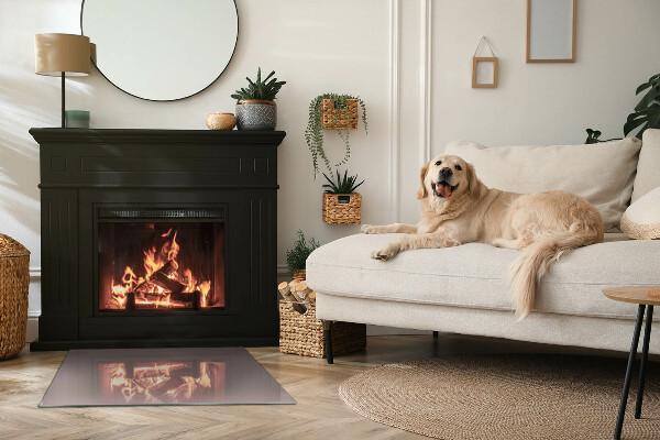 Rectangular glass hearth for log burner Colour Beige