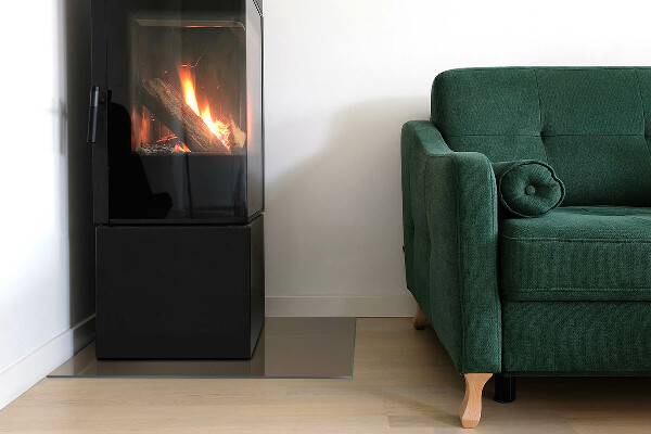 Rectangular glass hearth for wood stove Colour Brown