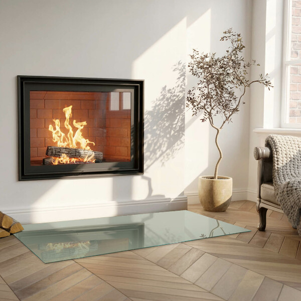 Rectangular glass hearth Grey-green colour