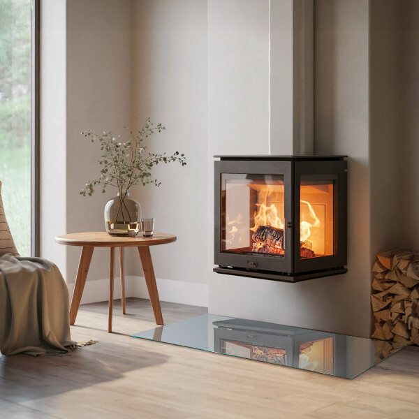 Rectangular glass hearth for wood stove Colour Grey