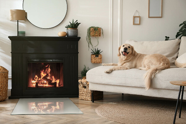 Rectangular glass hearth for log burner Light Cream Colour